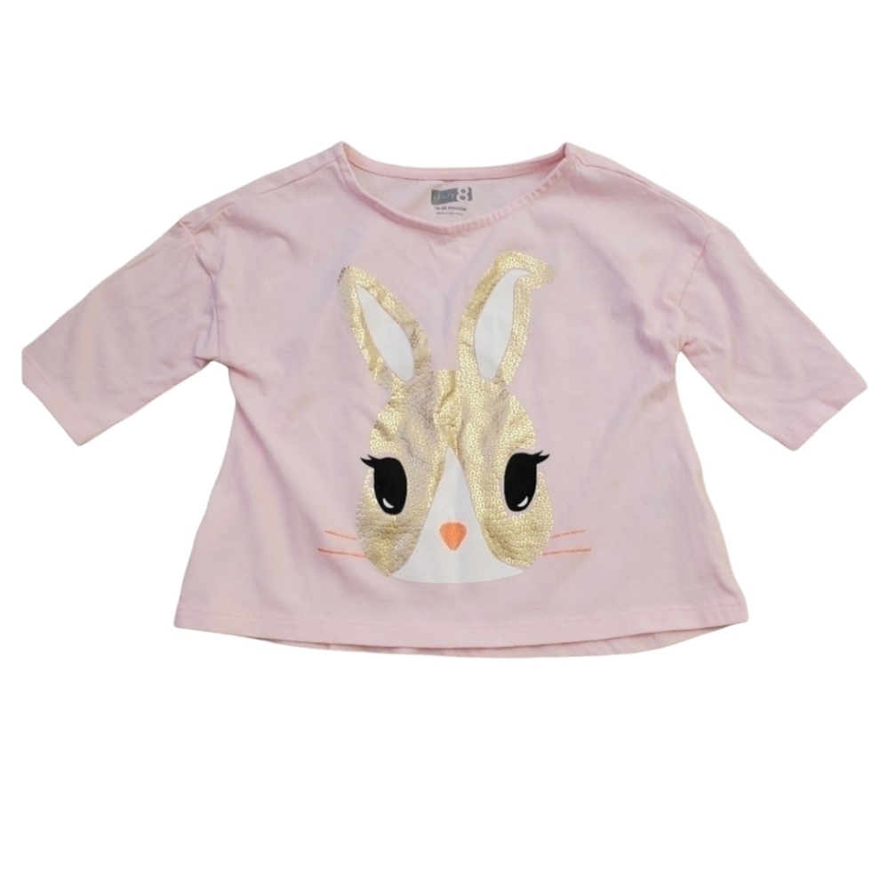 Crazy 8 Sweatshirt Rabbit Print Toddler 18-24M Pale Pink Top Easter